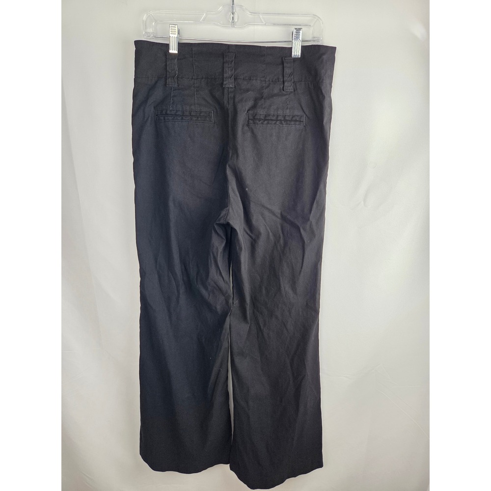 Maeve Naomi Linen Wide-Leg Flare Pants 12 Black High Rise Pockets 4123650590244 - Picture 8 of 16